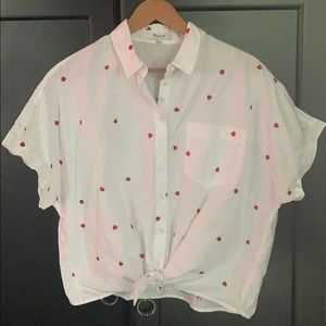 Madewell Strawberry Embroidered Courier Shirt